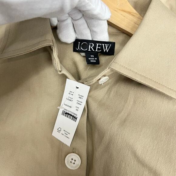 J.Crew Short Sleeve Mini shirtdress in Tailored Twill Khaki CD367 size 00 - Picture 4 of 7